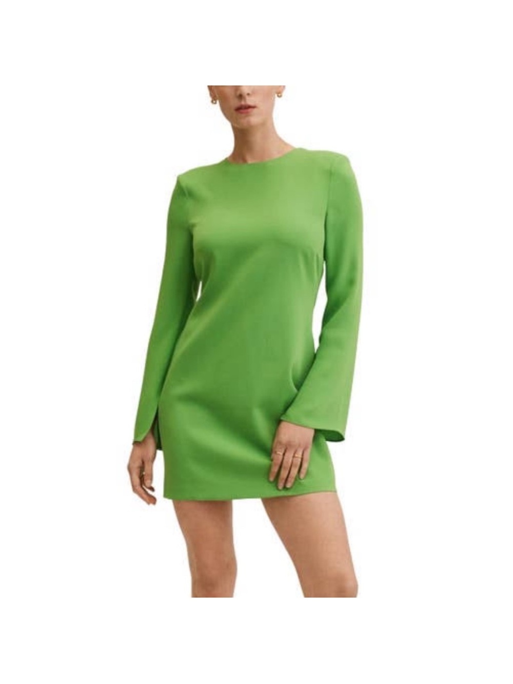 Mango Bright Green Long-Sleeve Shift Dress